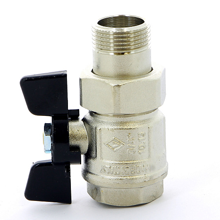 Кран шаровой с американкой BUGATTI NEW JERSEY 922 бабочка 3/4" ВН, полнопроходной