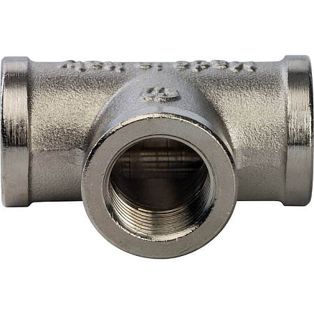Тройник резьбовой латунный STOUT никель 3/8" В