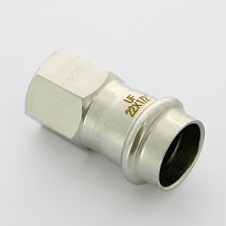 НП Муфта резьбовая пресс из нержавейки UNI-FITT фитинг Ø22x1/2" В