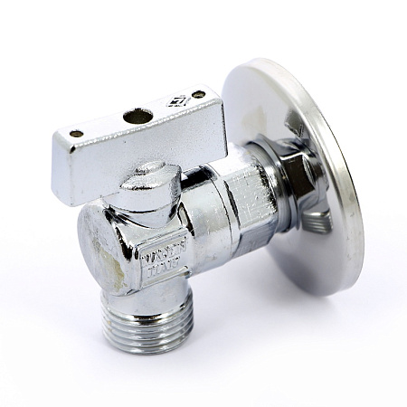 Кран шаровой потребительный угловой BUGATTI MINNESOTA 883 бабочка 1/2"х1/2" НН, для бачка c розеткой
