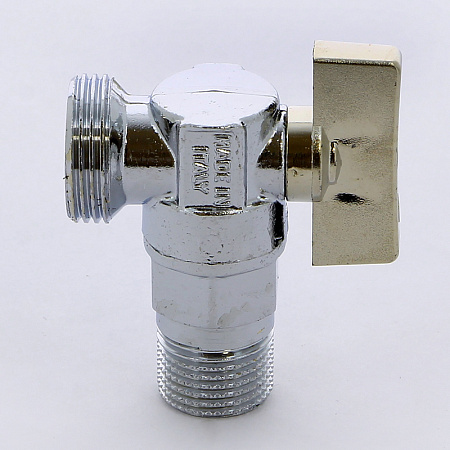 Кран шаровой потребительный угловой BUGATTI MINNESOTA 884 бабочка 1/2"х3/4" НН, для бачков, хром