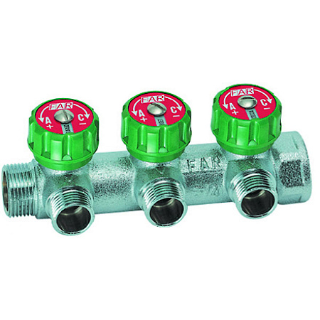 Регулируемый коллектор FAR 3/4" с 3 отв. М24х19