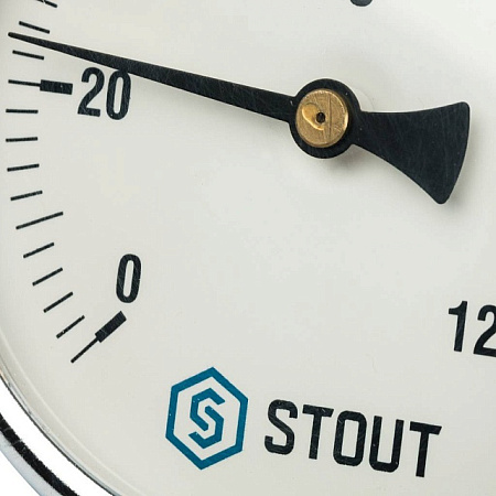 Термометр биметаллический погружной STOUT Ø100-1/2", гильза 50 мм, +120°C