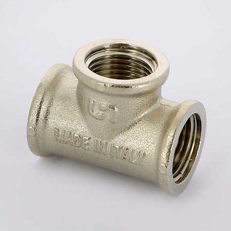 Тройник резьбовой латунный UNI-FITT никель 1/2" В
