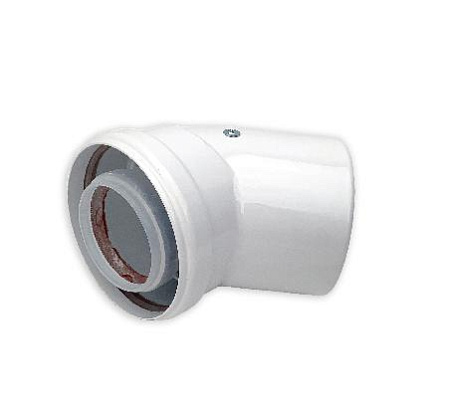 ДХ Колено конденсационное ESSAN Ø60/100х45° белое (30шт)