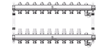Коллекторная группа WESTER W903.9 нержавейка 1"x3/4" EK -9 выходов, без расходомеров