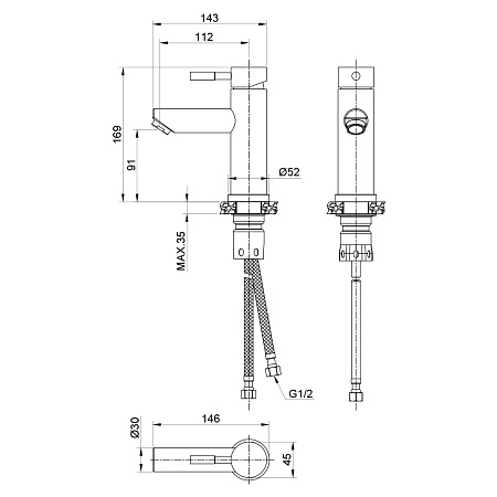 Смеситель для раковины нержавеющая сталь OLIVE'S BALEAR 13100BL нержавеющая сталь, нержавеющая сталь