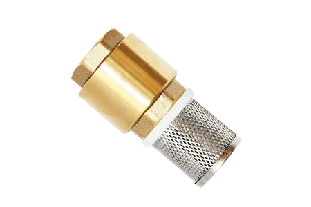 Обратный клапан пружинный, латунный UNIPUMP (с пластиковым седлом) 1" В, с сеткой нерж