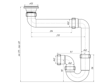 Сифон прямоточный АНИПЛАСТ D5000 40х11/2" смещенный