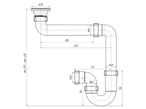 Сифон прямоточный АНИПЛАСТ D5000 40х11/2&amp;quot; смещенный