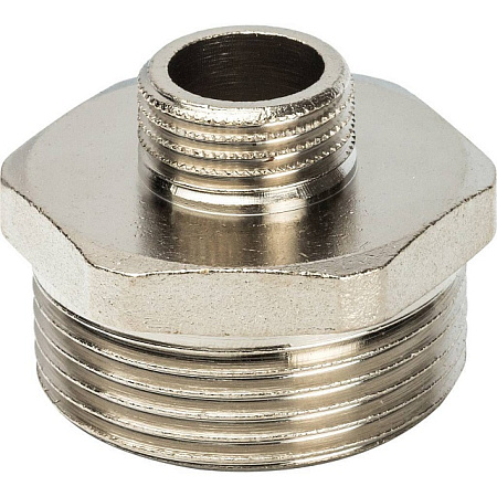Ниппель переходной резьбовой латунный STOUT никель 11/4"x1/2" Н