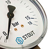 Манометр радиальный STOUT Ø80-1/2&amp;quot;, 16 бар, вертикальное подключение