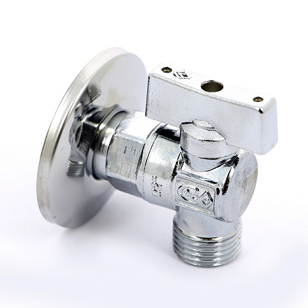 Кран шаровой потребительный угловой BUGATTI MINNESOTA 883 бабочка 1/2"х1/2" НН, для бачка c розеткой