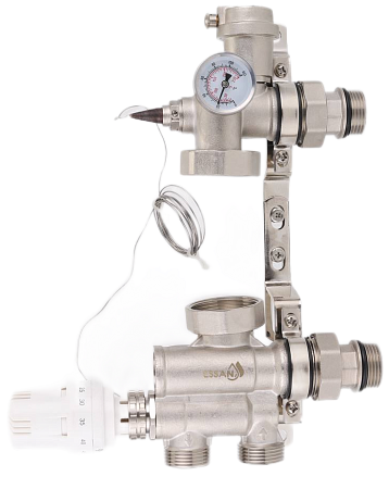 НСУ Насосно-смесительный узел теплого пола ESSAN AQUAMIXON без насоса 1", 130/180мм (никель) (10шт)