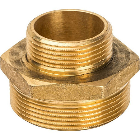 Ниппель переходной резьбовой латунный STOUT без покрытия 2"x11/4" Н
