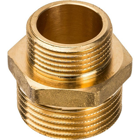 Ниппель переходной резьбовой латунный STOUT без покрытия 1"x3/4" Н