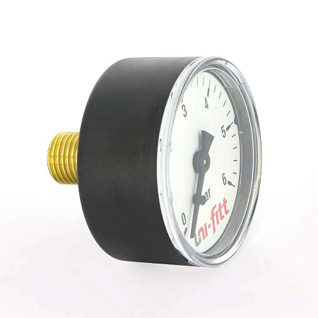 Манометр аксиальный UNI-FITT Ø50-1/4", 6 бар, горизонтальное подключение
