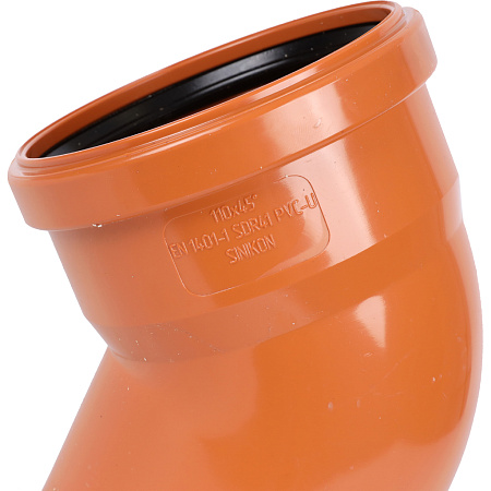 ПВХ Отвод SINIKON D 110 x 45° для нар. канализации (20120.R, 20120.I.B, 20120.R.B)