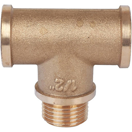 Тройник резьбовой латунный STOUT без покрытия 1/2"x1/2"x1/2" ВНВ