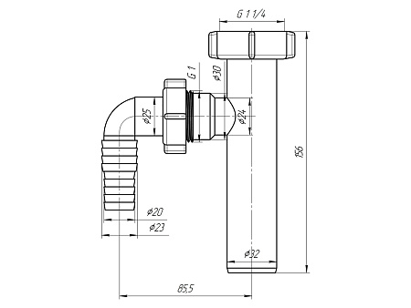 Отвод для стиральной машины АНИПЛАСТ M220 11/4"х11/4"