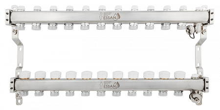 Коллекторная группа ESSAN GROUP803 нержавейка 1"x3/4" EK -11 выходов, без расходомеров (654 мм)