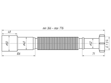 Гофра для сифона гибкая пластиковая стандартная АНИПЛАСТ K206 40/50х11/4"