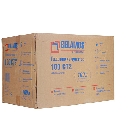 Гидроаккумулятор для воды BELAMOS 100CT2 горизонтальный 100 л, 1" Н, синий
