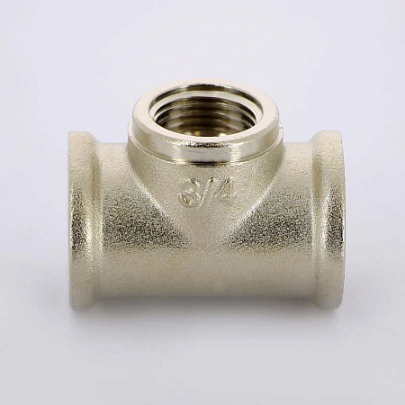 Тройник переходной резьбовой латунный UNI-FITT никель 3/4"х1/2"х3/4" В