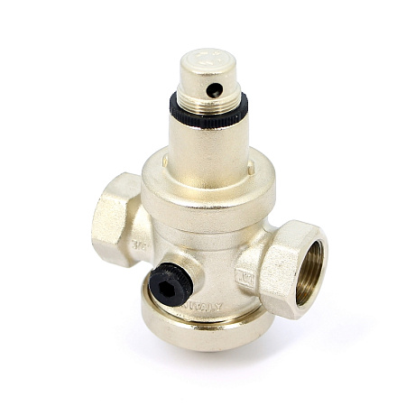 Редуктор давления UNI-FITT 3/4" В 0,5-6 бар PN25 с отверстием под аксиальный манометр 1/4" никел.