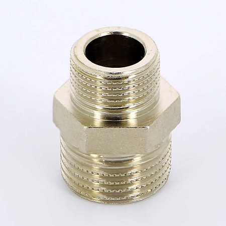 Ниппель переходной резьбовой латунный UNI-FITT никель 1/2"х3/8"