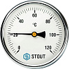 Термометр биметаллический погружной STOUT Ø100-1/2&amp;quot;, гильза 75 мм, +120°C