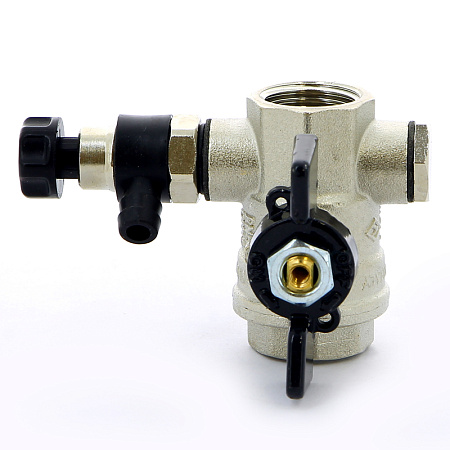 Кран шаровой BUGATTI OREGON 332 бабочка 1/2" ВВ, с дренажем и воздухоотводчиком