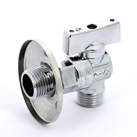 Кран шаровой потребительный угловой BUGATTI MINNESOTA 883 бабочка 1/2"х1/2" НН, для бачка c розеткой