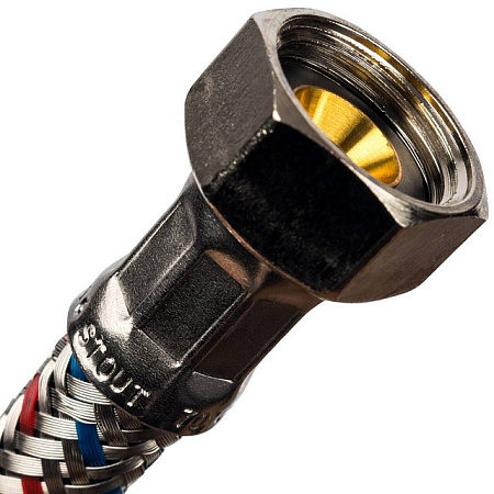 Гибкая подводка для воды STOUT нерж.сталь 1/2"х3/8"-40 см гайка-гайка