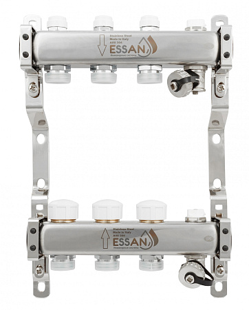 Коллекторная группа ESSAN GROUP803 нержавейка 1"x3/4" EK -3 выхода, без расходомеров (254 мм)