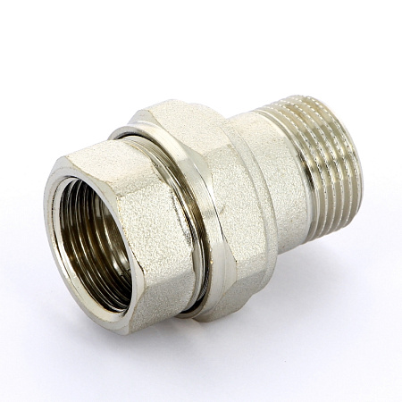 Американка ПРЯМАЯ резьбовая латунная UNI-FITT никель 3/4" ВН, с прокладкой O-RING