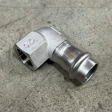 НП Угол резьбовой пресс из нержавейки UNI-FITT фитинг Ø18x1/2" В