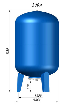 Гидроаккумулятор для воды VODOS WTR 300 VERT вертикальный 300 л, 11/4" Н, синий