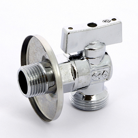 Кран шаровой потребительный угловой BUGATTI MINNESOTA 883 бабочка 1/2"х3/4" НН, для бачков c розетко