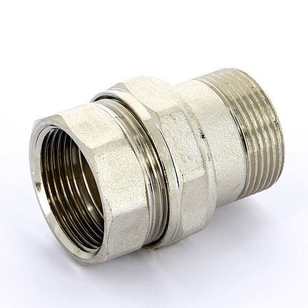 Американка ПРЯМАЯ резьбовая латунная UNI-FITT никель 11/4" ВН, с прокладкой O-RING