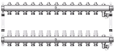 Коллекторная группа WESTER W903.12 нержавейка 1"x3/4" EK -12 выходов, без расходомеров