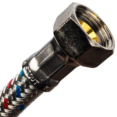 Гибкая подводка для воды STOUT нерж.сталь 1/2"х3/8"-60 см гайка-гайка