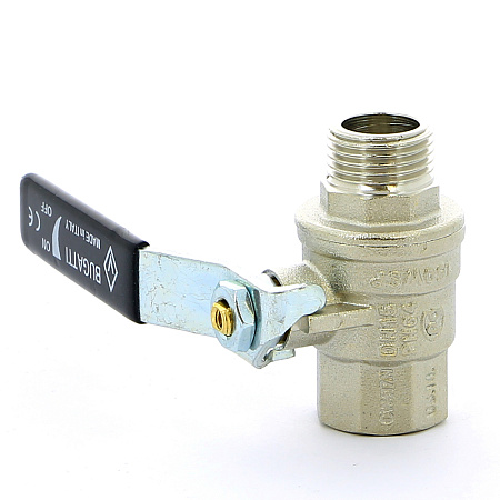 Кран шаровой BUGATTI OREGON 306 рукоятка стальная 1/2" ВН, полнопроходной