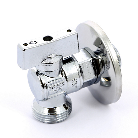 Кран шаровой потребительный угловой BUGATTI MINNESOTA 883 бабочка 1/2"х3/4" НН, для бачков c розетко