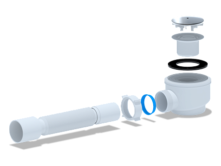 Сифон для душевого поддона с гофрой АНИПЛАСТ E415C 11/2"х50*60 с гибкой трубой 375*40/50 хром