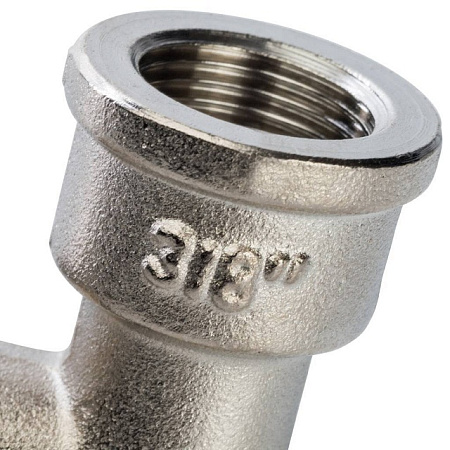 Угол с упором резьбовой латунный STOUT никель 3/8" ВН