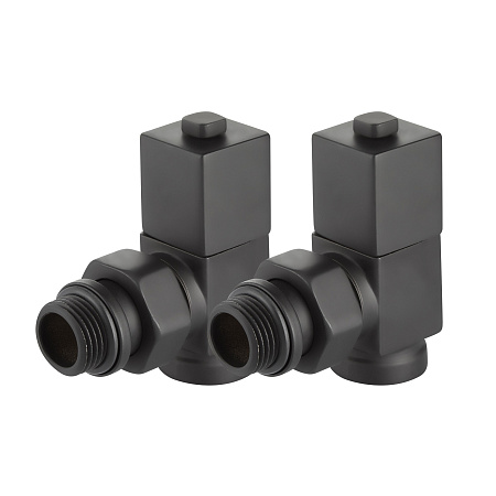 Набор дизайн-вентилей Royal Thermo CUBE, угловой (черный) 1/2" (НС-1422578)