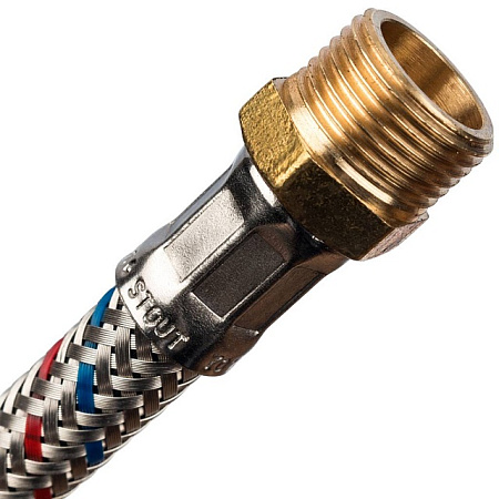 Гибкая подводка для воды STOUT нерж.сталь 1/2"х3/8"-60 см гайка-штуцер