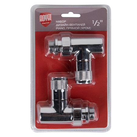 Набор дизайн-вентилей ROYAL THERMO PIANO 1/2" прямой, хром (НС-1161360)