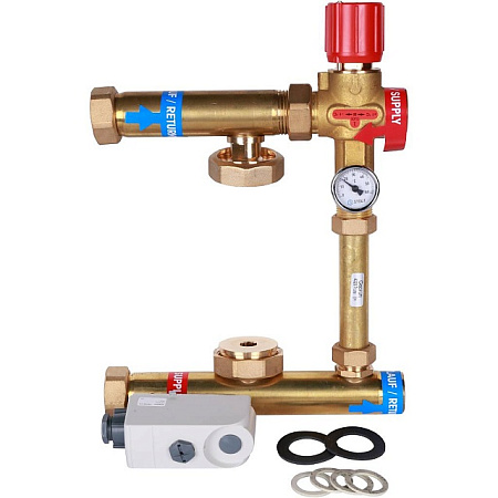 НСУ Насосно-смесительный узел теплого пола STOUT ISOTHERM без насоса 1", термостат 30-50°C, 130мм